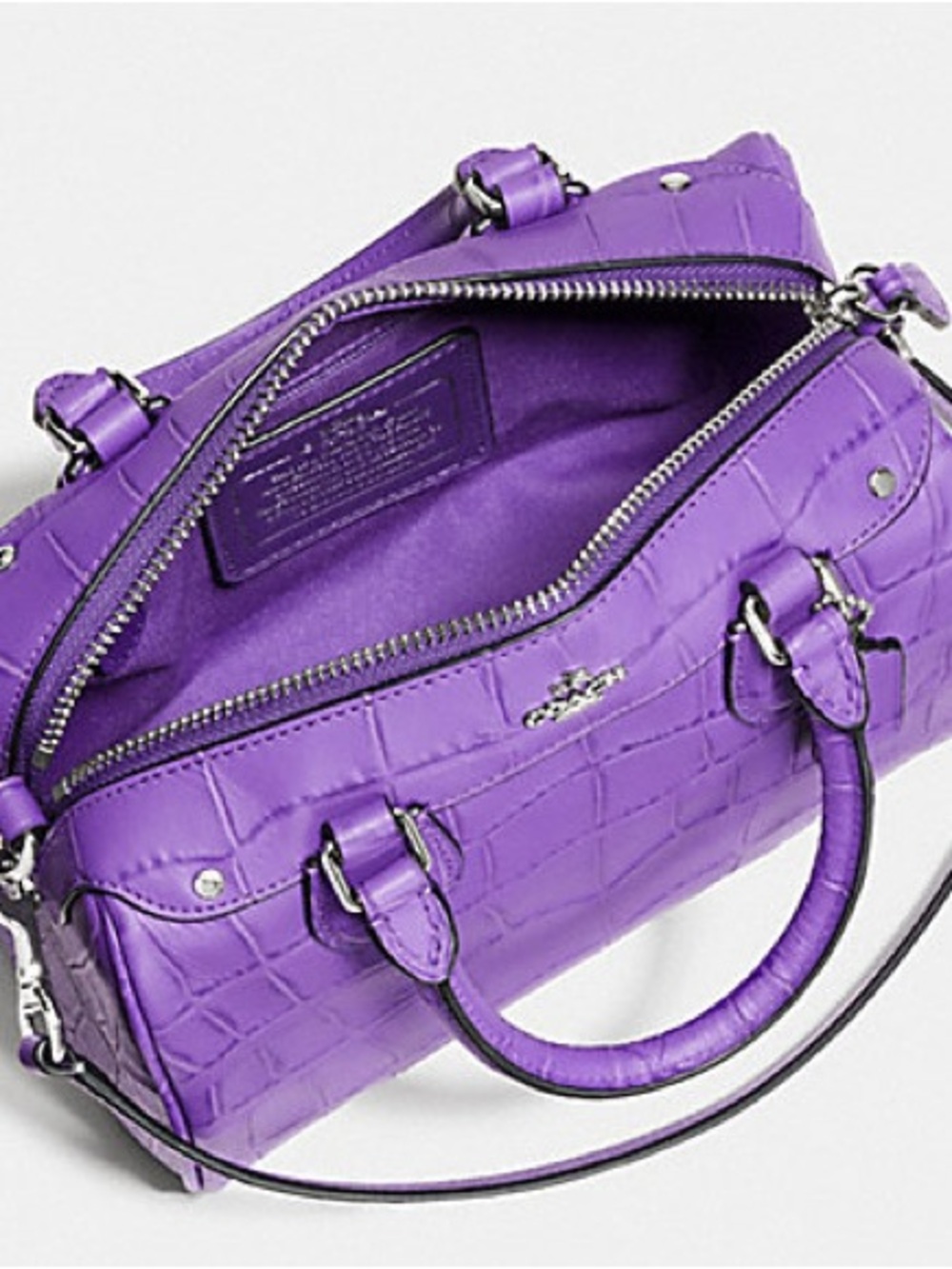 Coach Mini Bennet Croc Embossed Satchel And Dust Bag - Picture 3 of 11